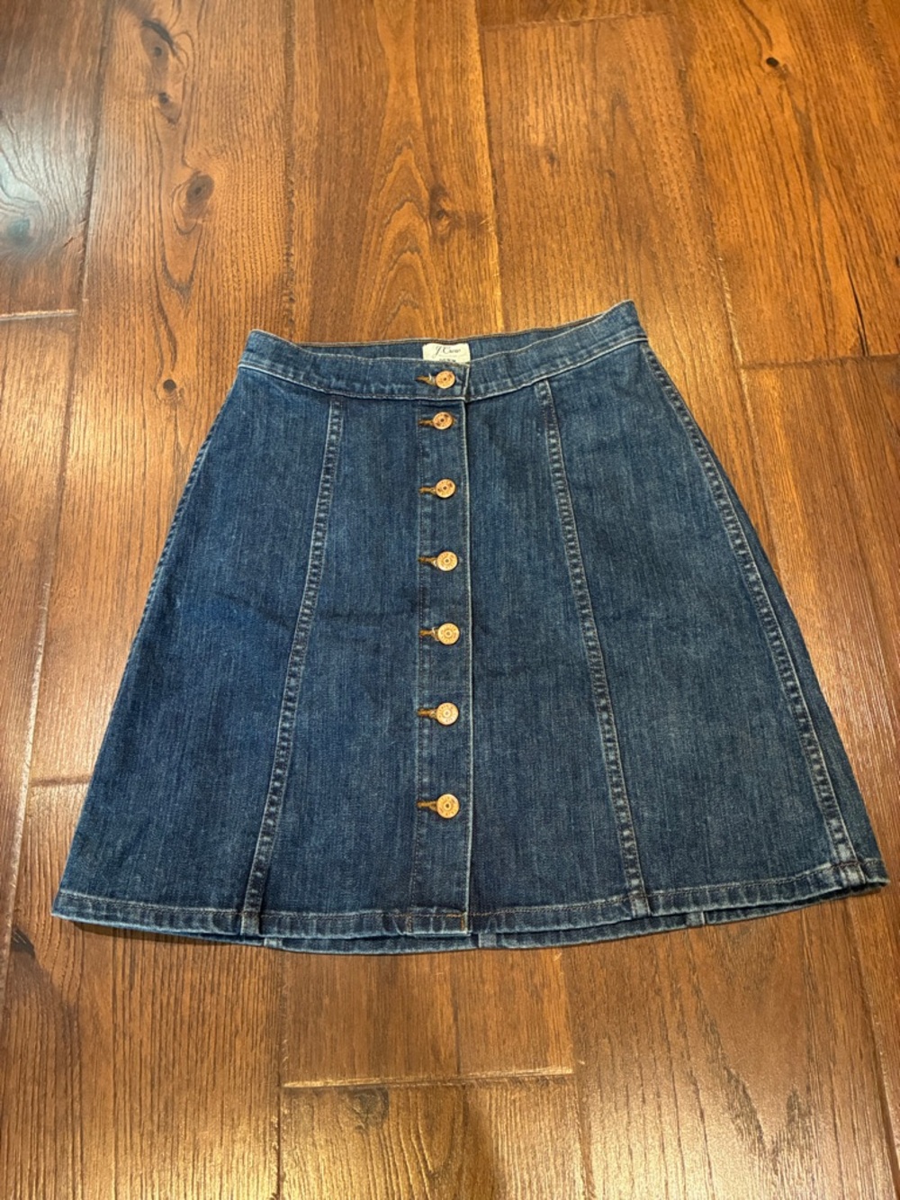 J. Crew Dark Blue Button-Front A-Line Denim Skirt